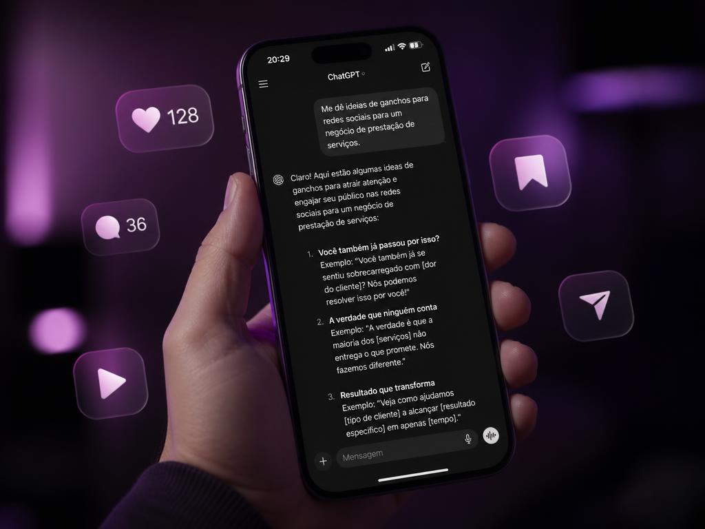Gerador Inteligente de Ganchos aberto no celular e no tablet